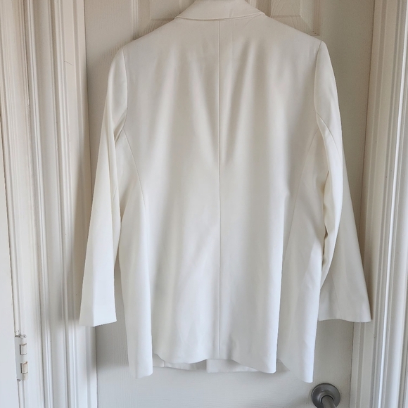 Chico’s Womens Cream Boyfriend Duster Jacket Blazer Size 1 Petite (US M/8) - Picture 8 of 11